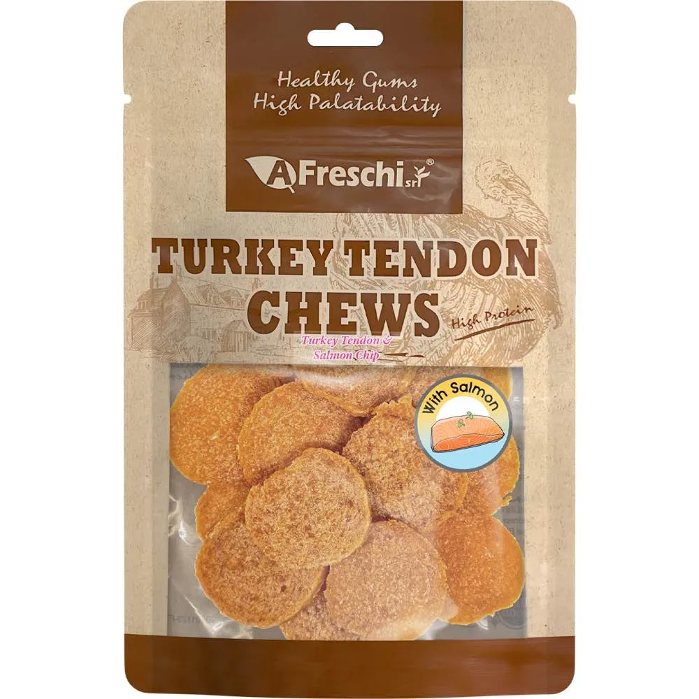 15% OFF: AFreschi Turkey Tendon & Salmon Chip Dog Treats 120g