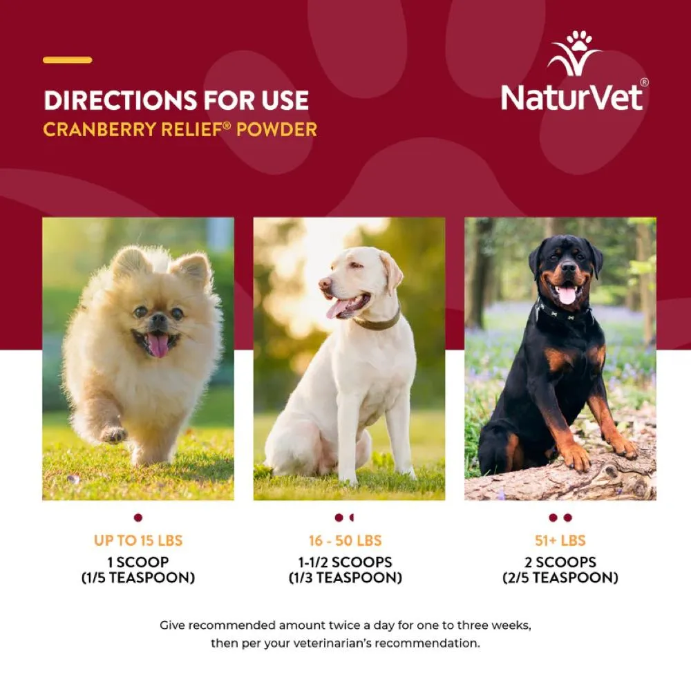 15% OFF: NaturVet Cranberry Relief® Plus Echinacea Powder Supplement For Dogs & Cats 50g