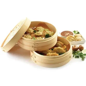 2 Tier Bamboo Steamer with Lid