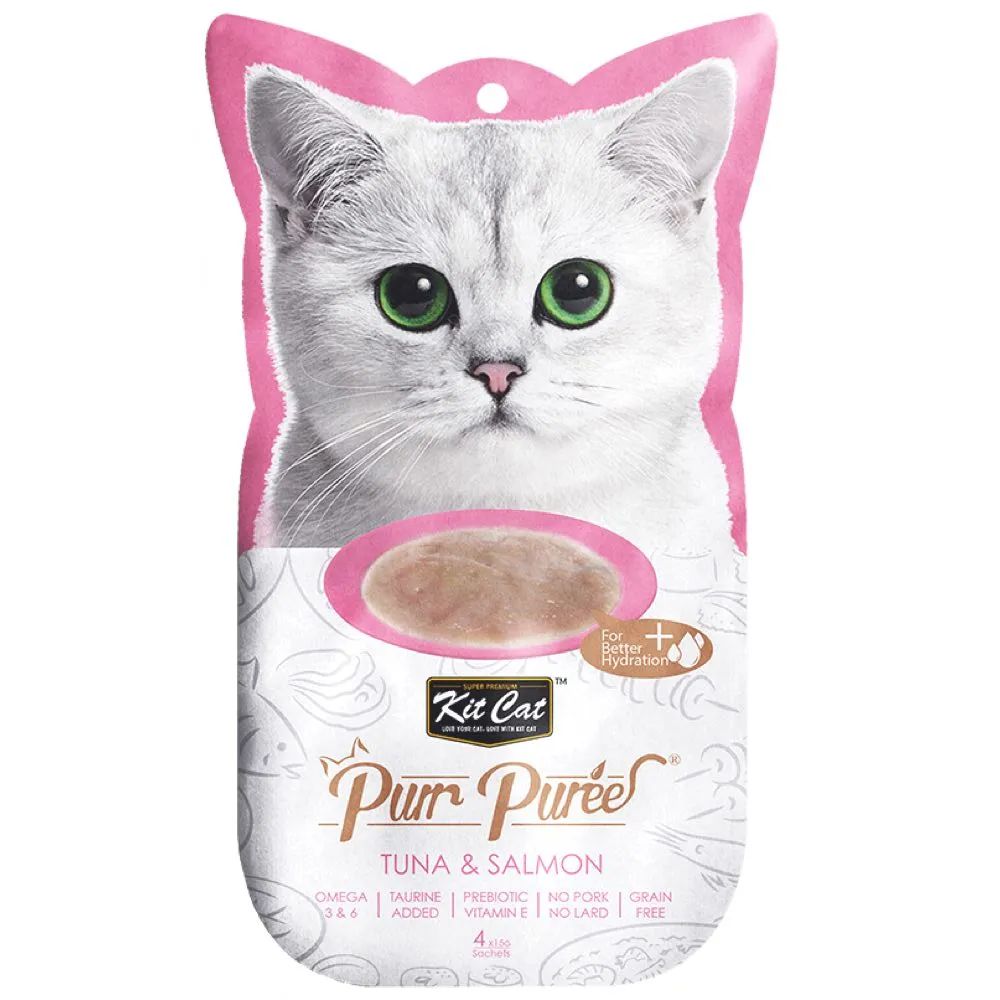 4 FOR $14 : Kit Cat Purr Puree Tuna & Salmon Cat Treats 60g