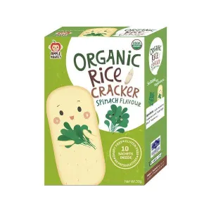 Apple Monkey Organic Rice Crackers - Spinach