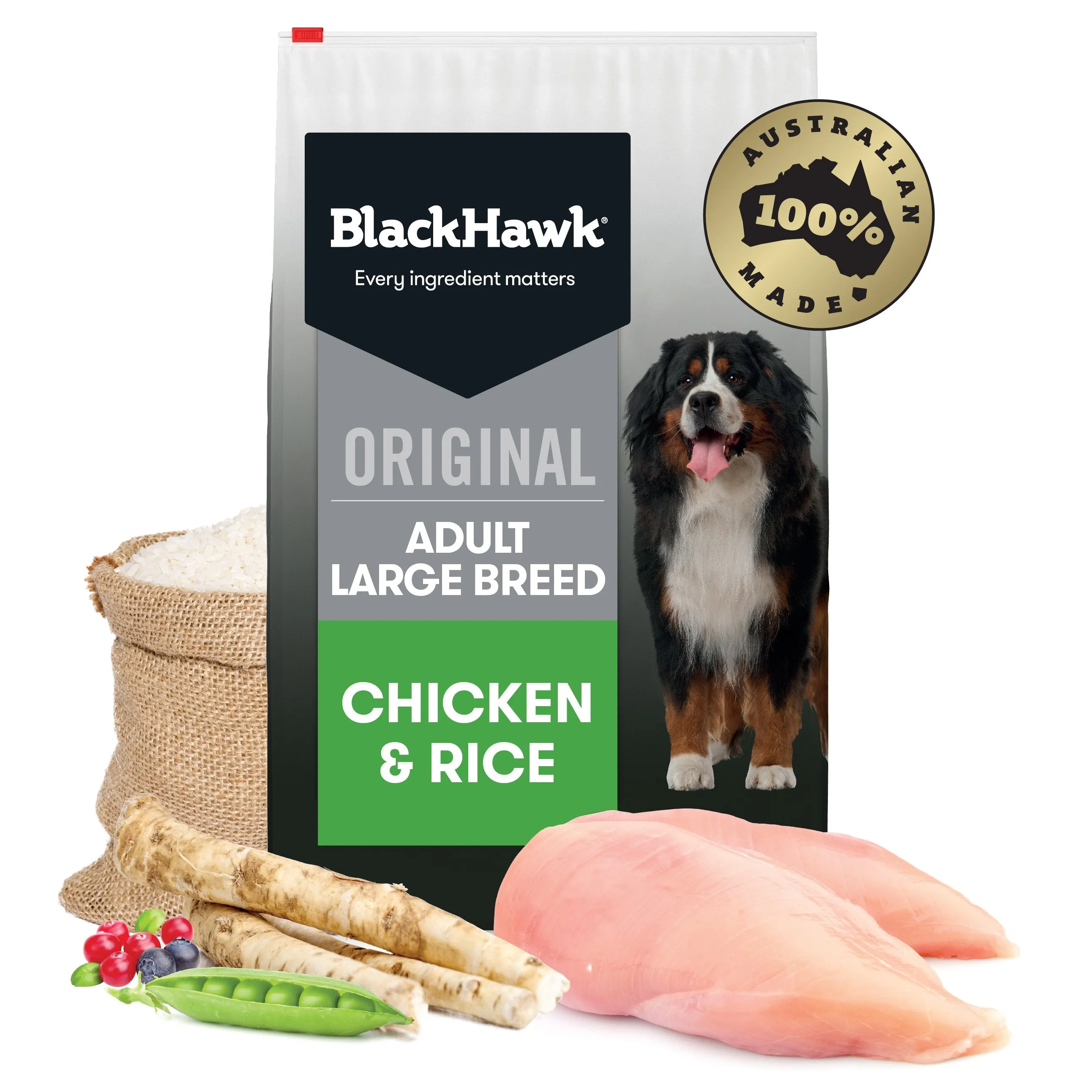 Black Hawk Chicken and Rice Large Breed Dry Dog Food 20kg