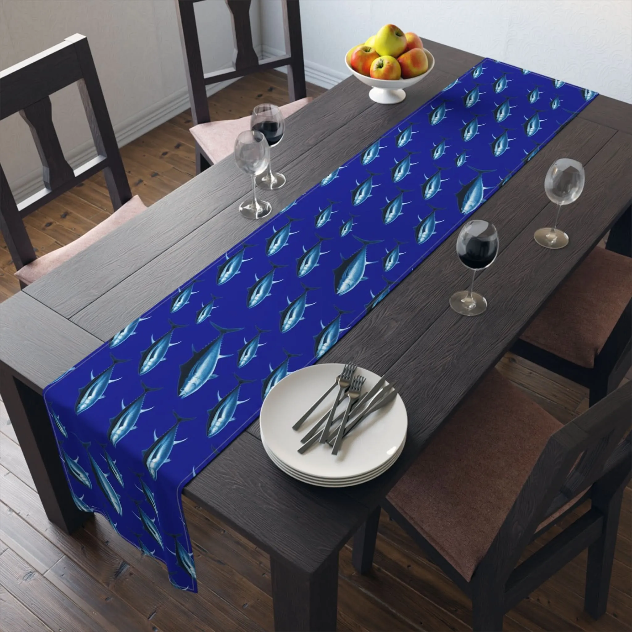 Blue Tuna Cotton Table Runner