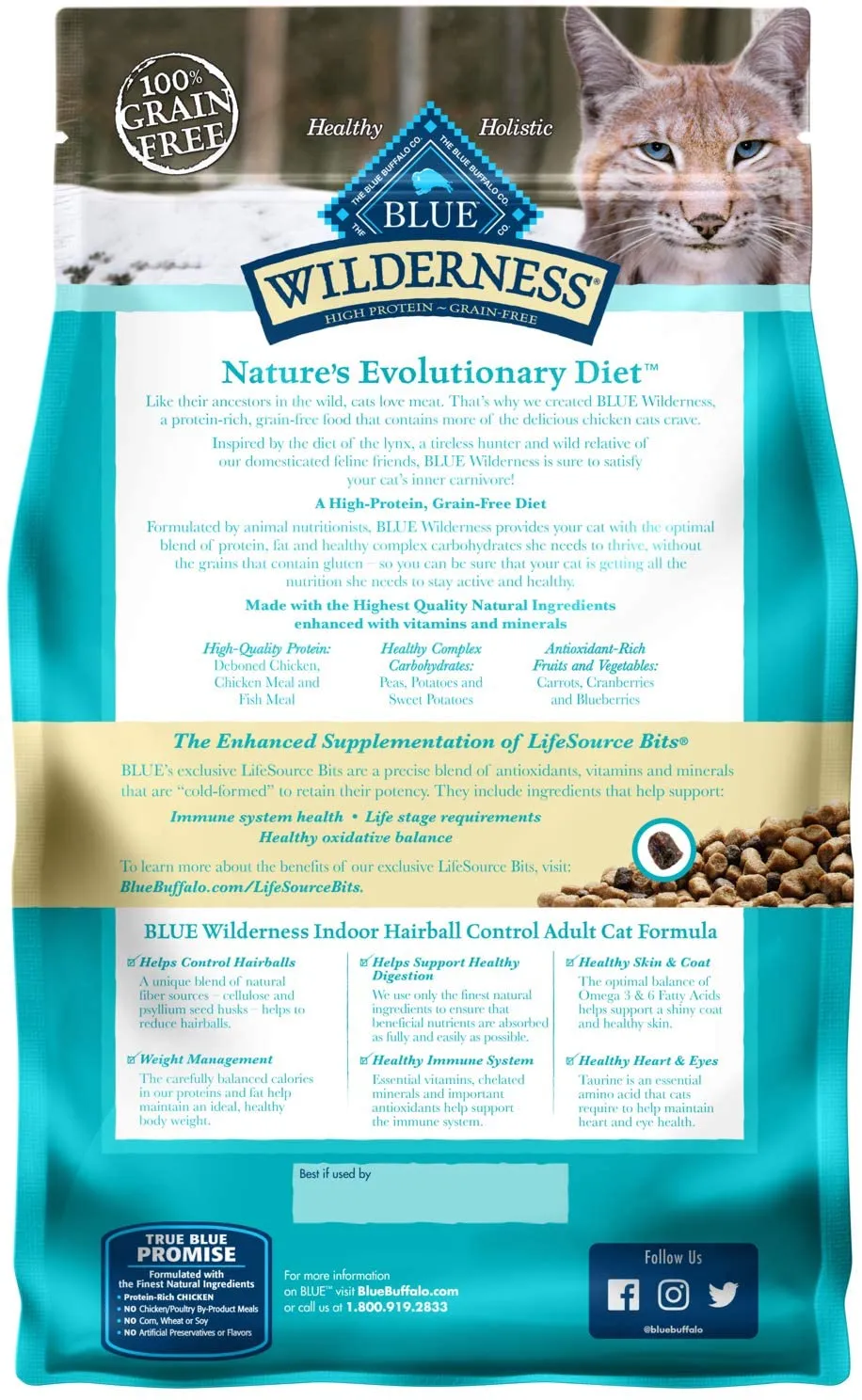 Blue Wilderness -  Indoor Adult Hairball Control Chicken