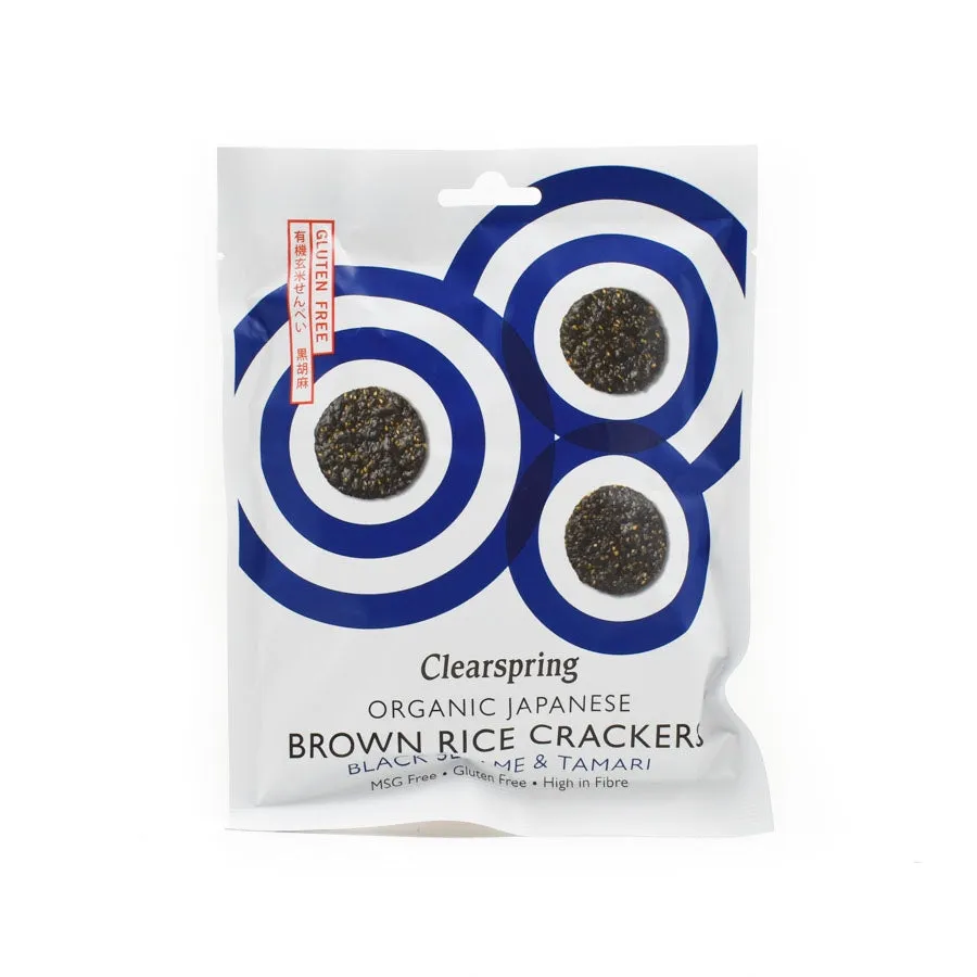 Clearspring Organic Black Sesame Brown Rice Crackers, 40g