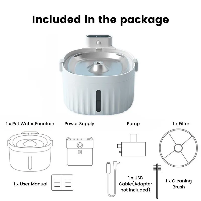 Cordless Rechargeable Pet Water Fountain with Motion Sensor