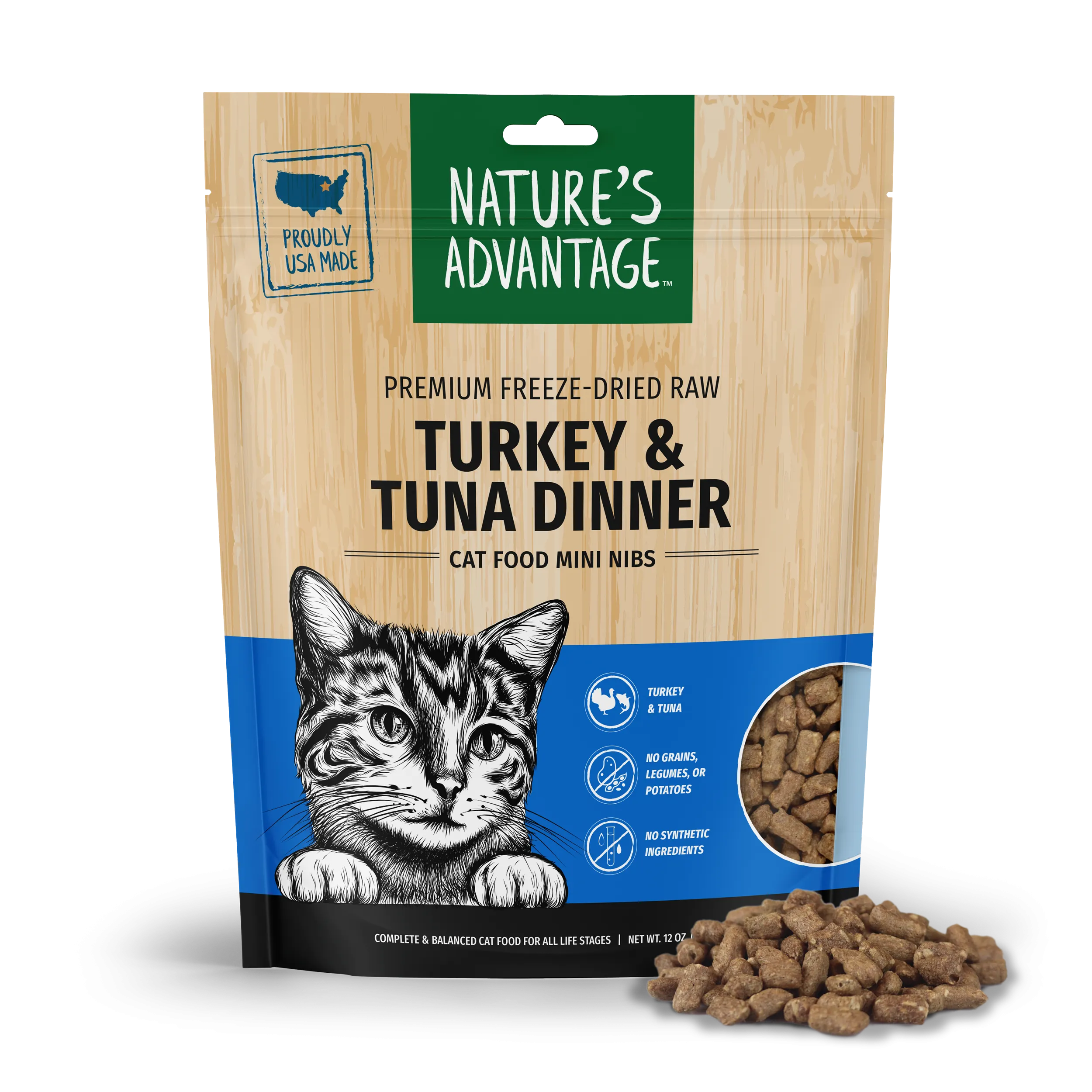 Freeze-Dried Turkey & Tuna Dinner Cat Food Mini Nibs