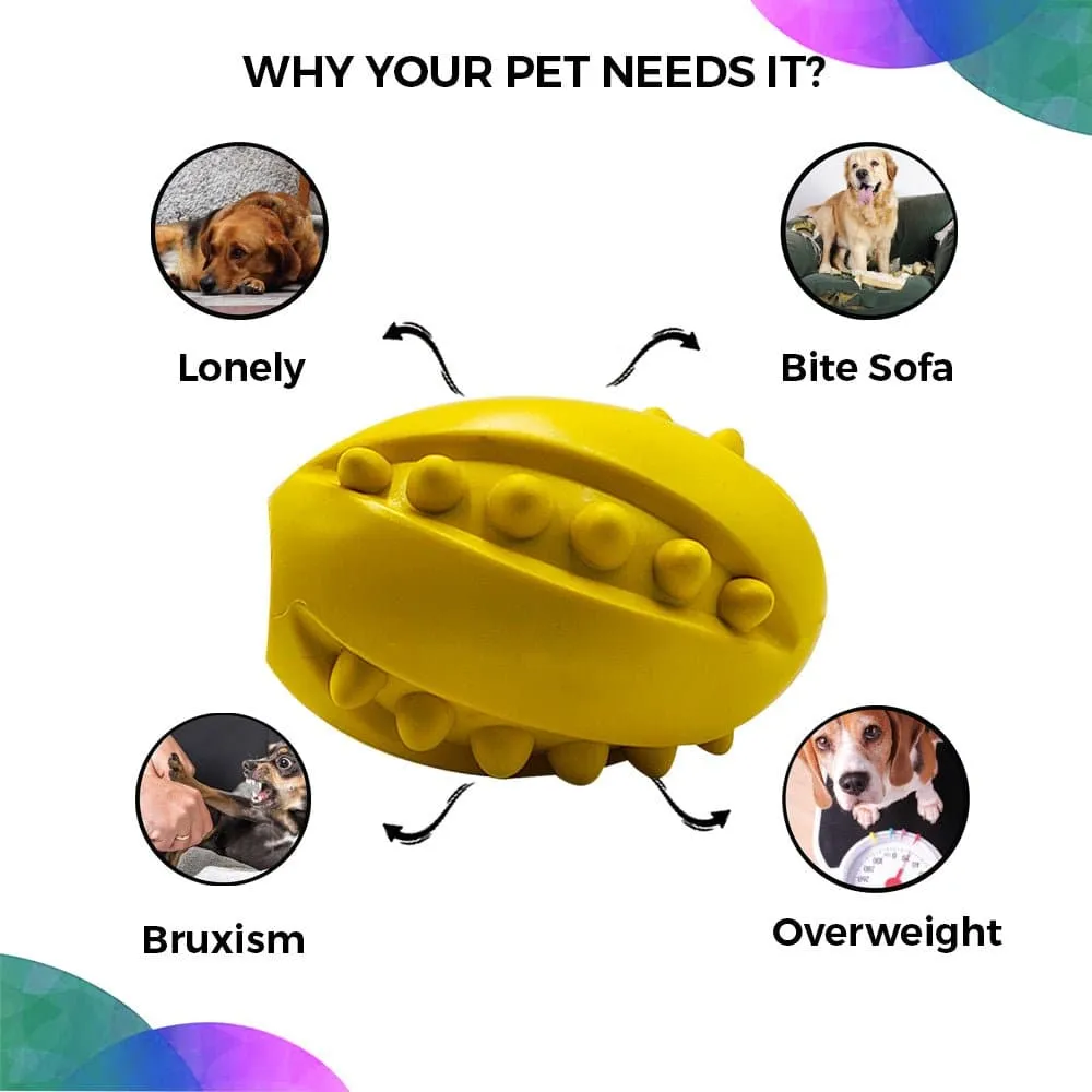 Goofy Tails Studded Rugby Ball for Dogs (Yellow)