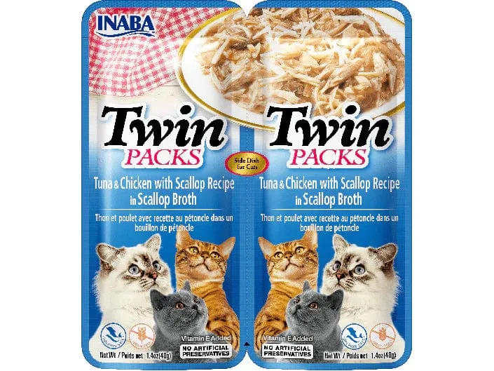 INABA Twin Packs Tuna & Chicken with Scallop Recipe in Scallop Broth 40g 24 pcs