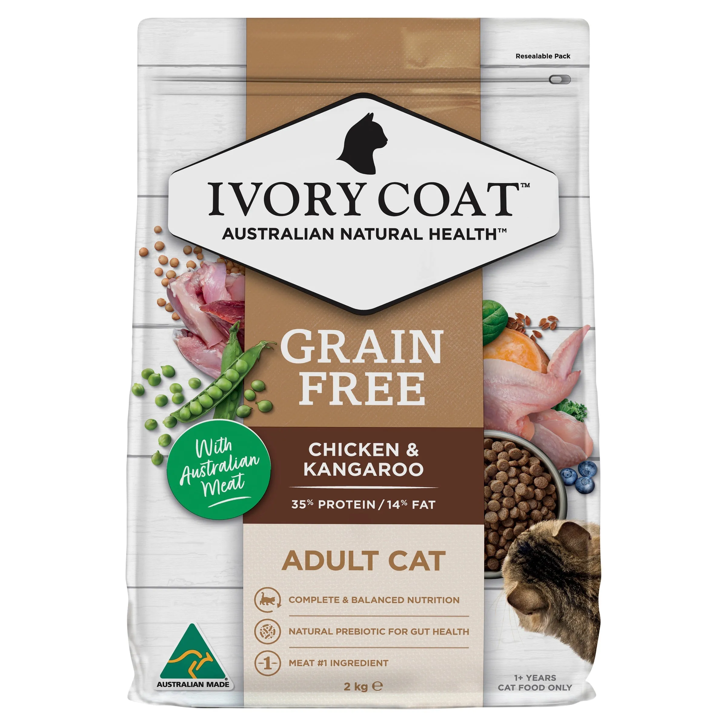 Ivory Coat Grain Free Chicken and Kangaroo Adult Cat Dry Food 2kg