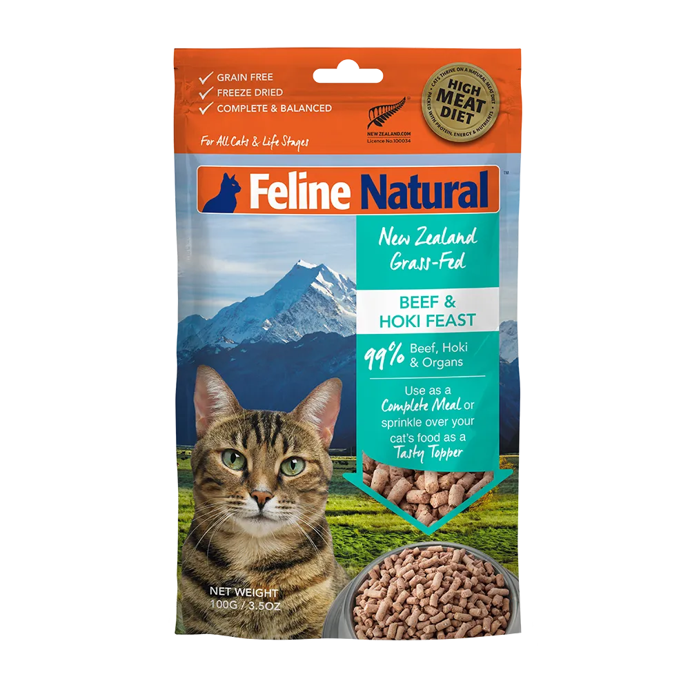 K9 Feline Natural Freeze Dried Beef and Hoki Feast 100g