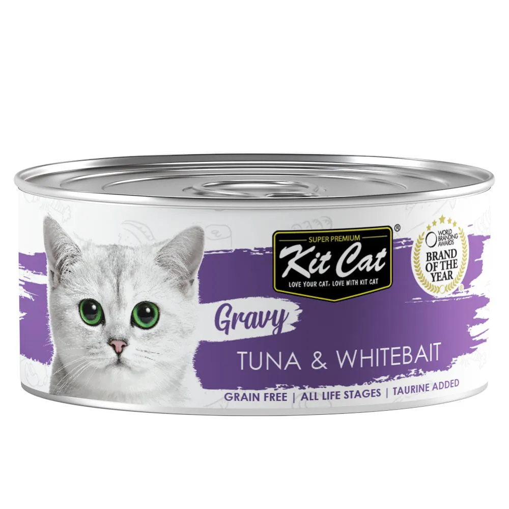 Gourmet Kit Cat Grain-Free Tuna & Whitebait Gravy Wet Cat Food - 70g Can