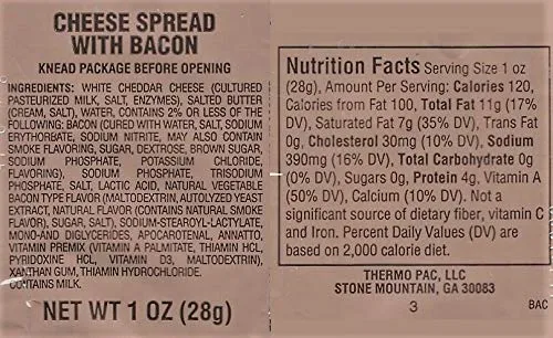 Long Life Food Depot - MRE Bacon Cheddar Cheese Spread - 24 Pack