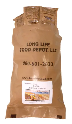 Long Life Food Depot - MRE Bacon Cheddar Cheese Spread - 24 Pack