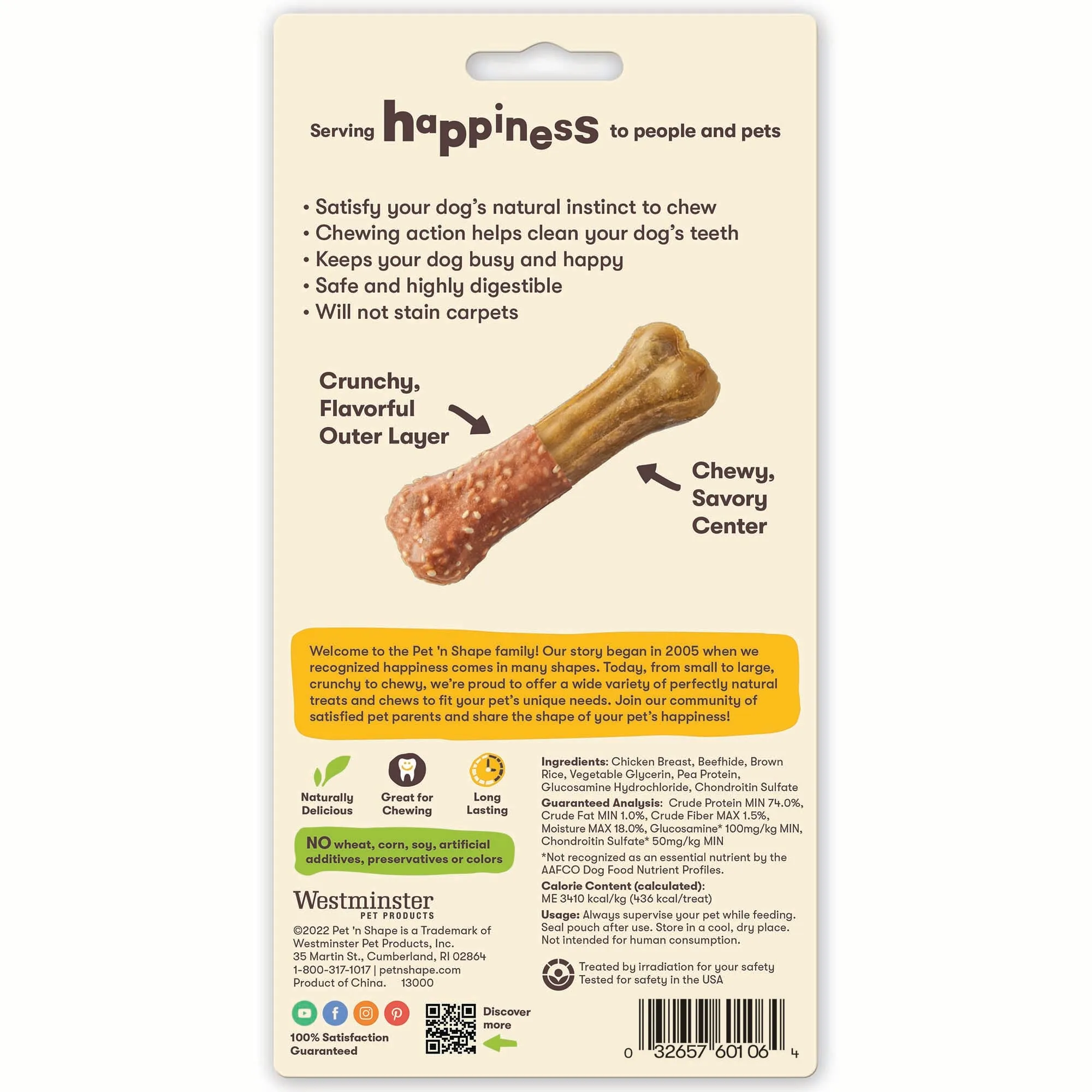 Pet 'n Shape Long Lasting Chicken Chewz Dog Treat 1 Bones, 6-Inch Long