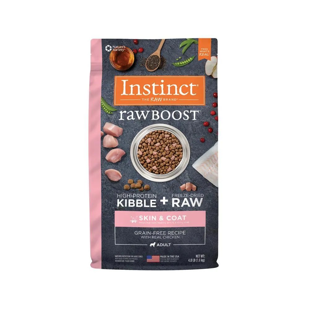 Raw Boost Skin & Coat Grain Free Kibble   Raw Adult Dog Dry Food - Chicken