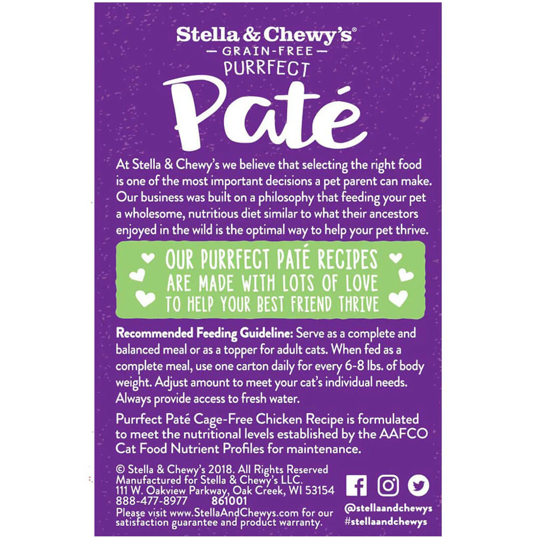 Stella & Chewy's Purrfect Pate Cage-Free Chicken Recipe Wet Cat Food - 5.5oz