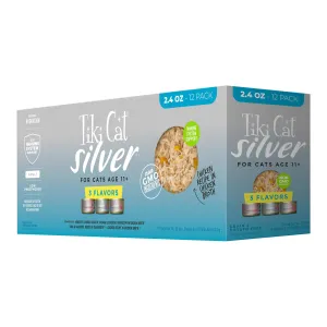 Tiki Cat Silver Wet Cat Food for Seniors, Variety Pack, 2.4 oz Cans, 12 ct