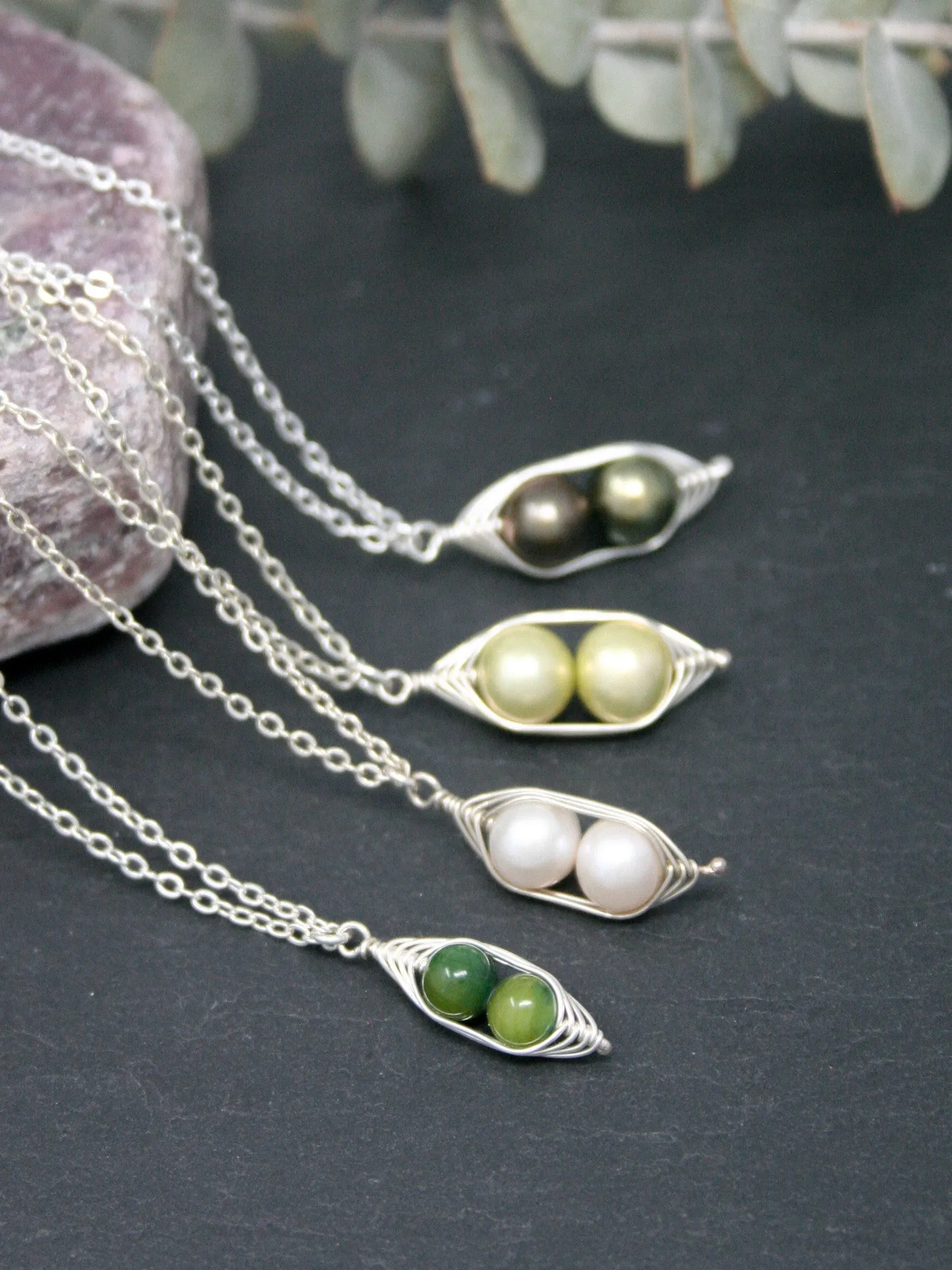 Two peas in a pod necklace [made to order]