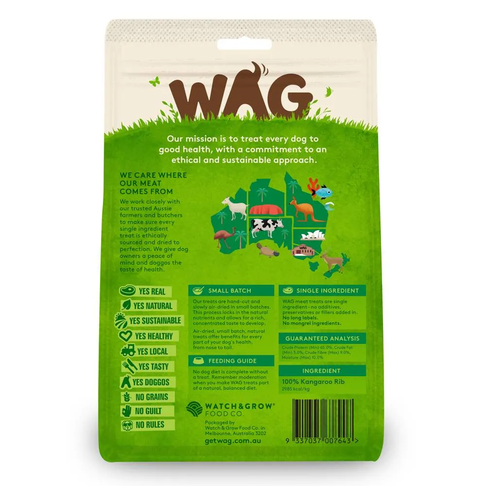 WAG Kangaroo Ribs Grain-Free Dog Treats 200g