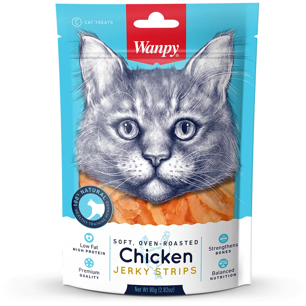 Wanpy Cat Oven-Roasted Chicken Jerky Strips 80g