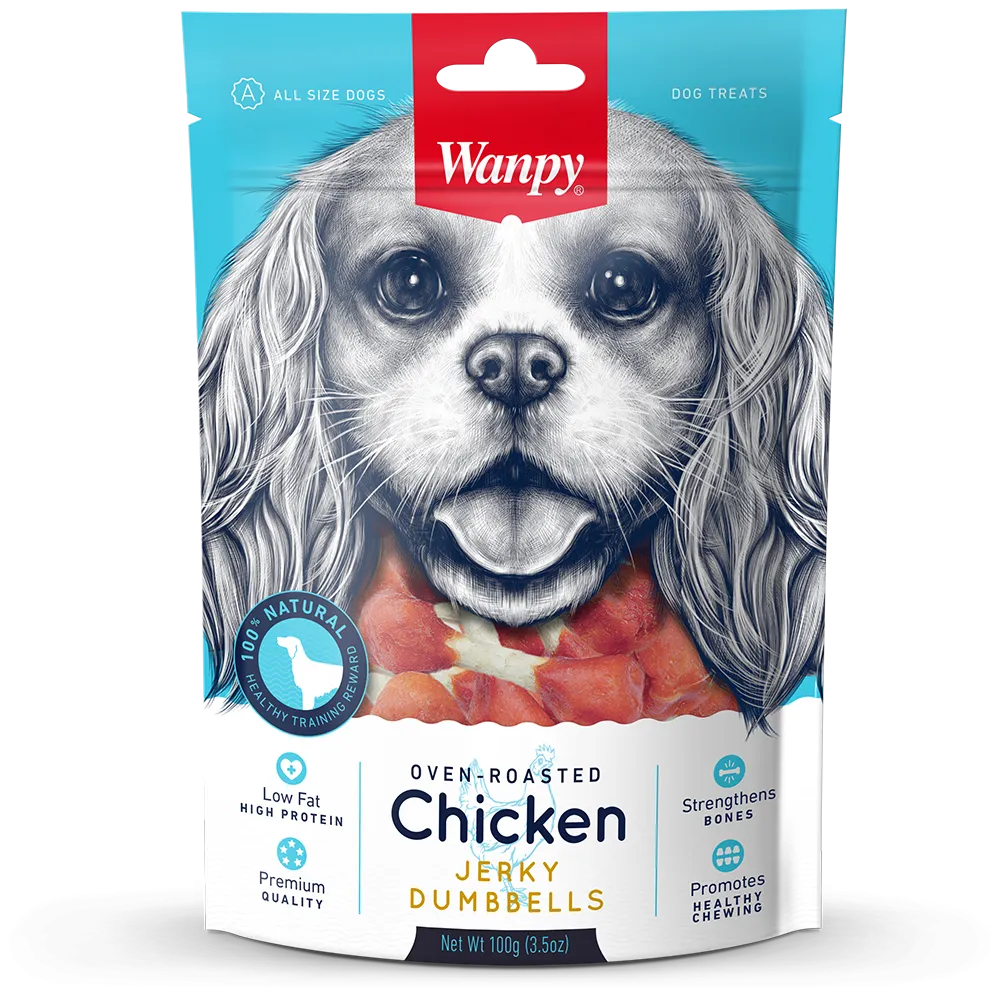 Wanpy Dog Oven-Roasted Chicken Jerky Dumbbells 100g