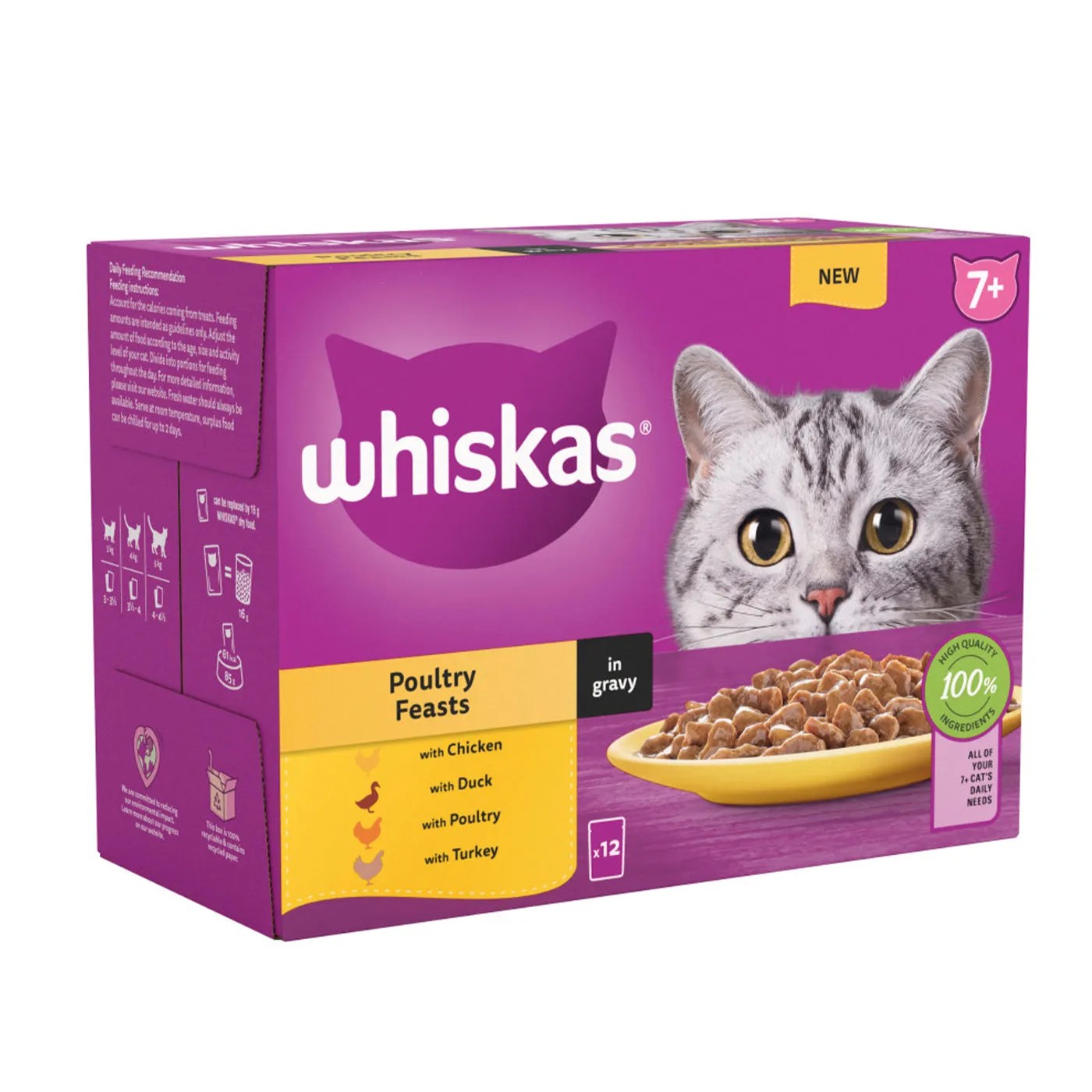 Whiskas 7  Senior Cat Poultry Feasts in Gravy (12x85g)