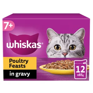 Whiskas 7  Senior Cat Poultry Feasts in Gravy (12x85g)